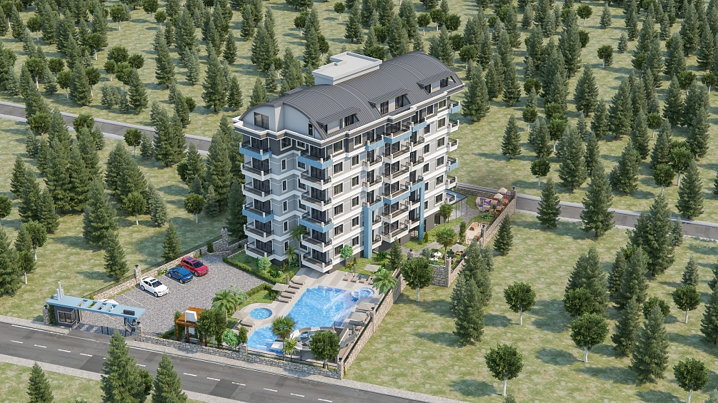 ID681 Апартаменты и пентхаусы в строящемся комплексе в Демирташ