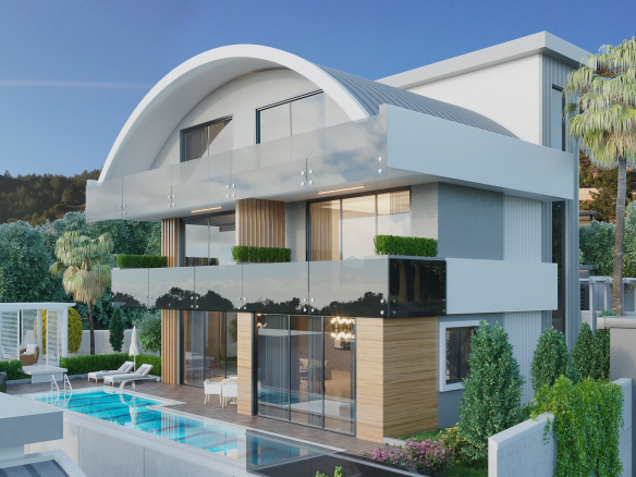 ID938 Three-storey villa 5+1 with private pool in Tepe area