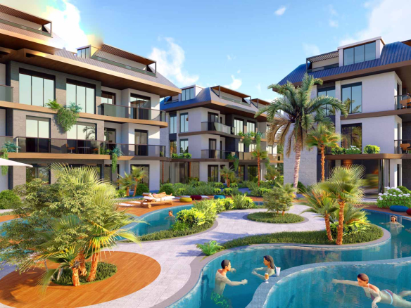ID1118 Apartments and penthouses with a garden at the project stage in a quiet area of Bektas