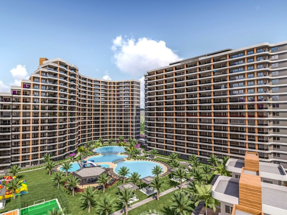 ID1360a 2+1 apartment in a VIP complex with sea view in Mersin – Tomyuk