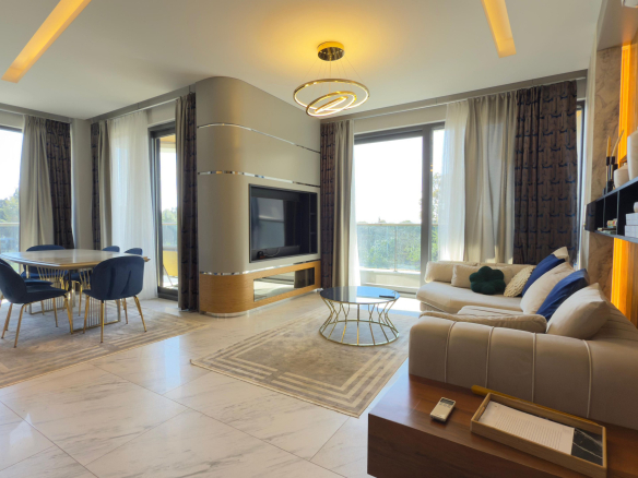 ID1365A 2+1 furnished and individually designed apartment in a VIP complex on the 1st line in Kargicak