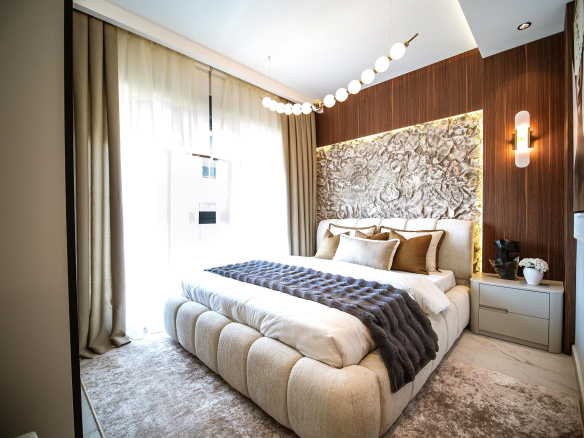 ID1371a 2+1 apartment with sea view in a premium complex on 1st line in Kargicak
