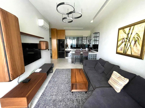 ID1384A 1+1 furnished apartment with sea view in a VIP complex on the 1st line in Kargicak