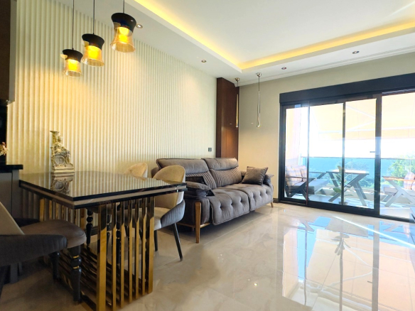 ID1247a Furnished 1+1 apartment with sea view in premium complex in Kargicak