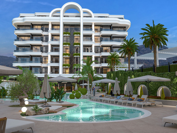 ID1197 Apartments in a vip-complex on the 1st line in Kestel district