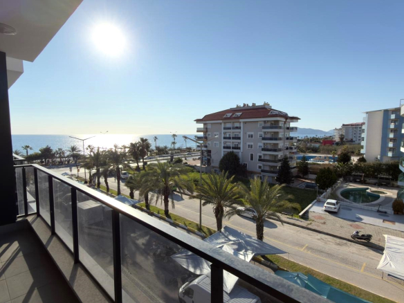 ID1398a 1+1 apartment in a new building with a sea view and a fortress in Kestel