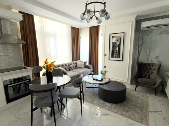 ID1409a 2+1 furnished apartment with pool view in a new premium complex in Demirtas